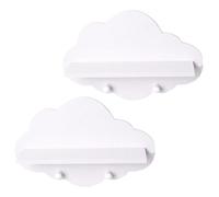 TEMPNAP 2pcs Punch-Free Floating Cloud Shelf Storage Rack, Solid Wood Wall-Mounted Bathroom and Kitchen Organizer with Hooks, Multifunctional No-Drill Storage Solution