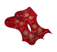 TEMPNAP 2pcs Red Acoustic Guitar Pick Guards, Self-Adhesive Scratch-Resistant Protective Plates with Vintage Floral Pattern, Acoustic Guitar Accessory for Instrument Guard