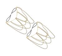TEMPNAP 2pcs Rhinestone Leg Chain Body Jewelry for Women Sparkling Stretchy Layered Belly Chain for Summer Beach Rave Party Accessories Durable Design Golden