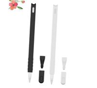 TEMPNAP 2Pcs Silicone Pencil Case for Pencil Gen Cartoon Cat Head Pen Covers in Black and White Compatible Protective Sleeve Accessories with Pig Pattern Design Non Toxic Fade Resistant
