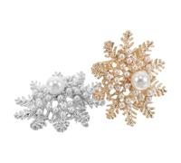 TEMPNAP 2pcs Snowflake Brooch Pins with Pearls and Rhinestones, Versatile Wardrobe Accessory and Collar Pin for Christmas and Winter Outfits, Holiday Decoration