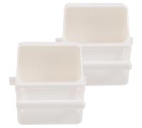 TEMPNAP 2pcs White Plastic Bird Food Container and Water Feeder for Parrots and Canaries with Stable Installation Suitable for Bird Cages