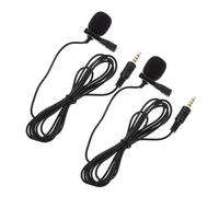 TEMPNAP 2pcs Wireless Lavalier Microphones Clip-on for Laptop and Phones, Omnidirectional High Sensitivity Copper Mini Mics with 3.5mm 4-pole Plug for Recordings and Online Courses, Black