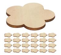 TEMPNAP 30pcs Beige Wooden Flower Shaped Cutouts for Crafts, Natural Wood Discs with Carving Function, for Holiday Presents and Home Decoration Projects