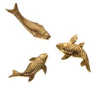 TEMPNAP 3pcs Antique Brass Fish Model Home and Office Desktop Adornment Simulation Animal Decoration, Random Style Fish Ornament for Living Room and Study
