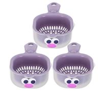 TEMPNAP 3pcs Double-Layer Drain Colander with Handle for Fruit and Vegetables, Kitchen Strainer Basket Made of Pet Pp, Stable Design with Raised Edges and Dense Draining Holes,