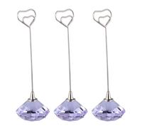 TEMPNAP 3pcs Heart Iron Wire Note Photo Memo Holder Table Number Holders with Crystal Diamond Base Chic Love Heart Shape Stainless Steel Stand for Party and Office Decoration