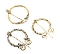 TEMPNAP 3pcs Medieval Viking Brooch Set Cloak Pins for Sweater Decoration Retro Brooches Swirl Snake and Woven Styles Durable Shawl Accessories for Women