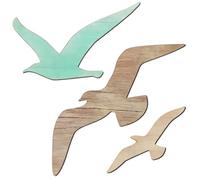 TEMPNAP 3pcs Vintage Wooden Seagull Wall Plaques Coastal Nautical Sea Birds Home Decor Ornaments for Living Bedroom Cafe Mediterranean Theme