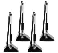 TEMPNAP 4pcs Black 0.5mm Multi-function Sign Pens with Desk Stand, Fixed Desktop Business Signature Pens for Office, Hotel, Reception Counter Use