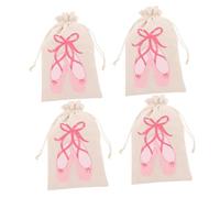 TEMPNAP 4pcs Dance Drawstring Bag Ballet Theme Pouch for Shoes Costumes Accessories for Dance Class and Performance Organization