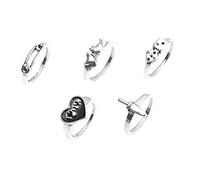 TEMPNAP 5pcs Retro Finger Ring Set Distinctive Alloy Jewelry with Heart Dice and Swords Fashionable Hand Accessories for Women for Parties Birthdays and Daily Wear