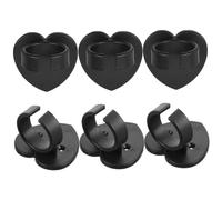 TEMPNAP 6pcs Black Abs Microphone Wall Holder Clips with Anti-slip and Cable Management Features, Heart-shaped Mic Rings for Microphone and Nameplate on Occasions