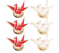 TEMPNAP 6pcs Origami Crane Pin Brooches for Women, Alloy Material with Elegant Origami Design, Easy to Match and Multipurpose Use, for Scarf and Bags Decoration