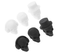 TEMPNAP 6pcs Silicone Skull Wine Glass Markers for Party Bar Use, Creative Skull Shape Design to Quickly Find Your Drink and Mark Glass or Bottle, Fun Cup Decorations for Random Color