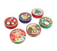 TEMPNAP 6pcs Tinplate Christmas Candy Boxes for Desktop Decors Decorative Storage Boxes Xmas Cookie Tins with Lids for Holiday Festival Use Color