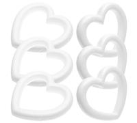 TEMPNAP 6pcs White Heart Shaped Polystyrene Wreath Rings for DIY Christmas Craft Projects at Home, Foam Hanging Decor Garland for Festival and Winter Season