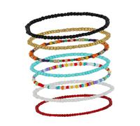 TEMPNAP 7pcs Colorful Handmade Beaded Anklets Set for Elastic Boho Foot Jewelry for Beach Party Daily Wear Durable Comfortable Anklet Collection