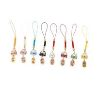 TEMPNAP 8pcs Ceramic Fortune Cat Smartphone Pendants with Mobile Phone Lanyards, Auspicious Cat Charms for DIY Phone Decoration and Lucky Charm Accessories Random Color