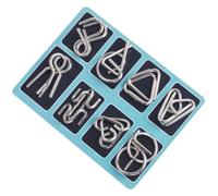 TEMPNAP 8pcs Metal Brain Puzzle Ring Set Silver Chic Design, Challenging Puzzle for Cultivating Interpersonal Social Skills, Mind Game for Adults