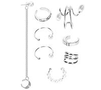 TEMPNAP 8pcs Pearls Ear Bone Clip Earrings Clip Earrings for Women Gothic Magnetic Non-piercing Ear Cuff