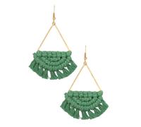 TEMPNAP Bohemian Fan Shaped Woven Earrings for Women Lightweight Comfortable Sea Vacation Jewelry for Birthdays Valentine Day Special Occasions Fashionable Green Ear Accessories