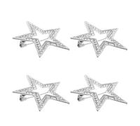 TEMPNAP Brooch Pins Shiny Silver Five-pointed Star for Women and Men 4pcs Elegant Zinc Alloy Multifunctional Accessory with Secure Attachment Corsage Suit Pins for Ceremony and Social