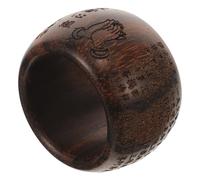 TEMPNAP Buddhist Wood Thumb Ring Engraved Texts Finger Ring for Women Vintage Decorative Jewelry Practical Feng Shui