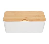 TEMPNAP Cable Management Box Cord Organizer Multi-functional Large Capacity Storage Appearance Bamboo Lid White for Home and School