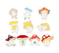 TEMPNAP Cartoon Mushroom Brooch Pins Creative and Lovely Personality Display Accessories 10pcs Alloy Decorative Lapel Badges for Women for Clothes and Backpacks