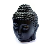 TEMPNAP Ceramic Buddha Head Candle Aroma Lamp Essential Oil Burner Handmade Black Candle Smoking Lamp for Dining Room and Living Room Decor