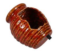 TEMPNAP Ceramic Open Water Tank Fountain Jar Small Red Flowing Water Ornament Indoor Tabletop Landscape Fountain for Home Decor and Fish Oxygenation without Pump