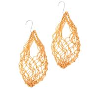 TEMPNAP Chicken Foraging Basket Nylon Net Bag 1 Set Khaki Suitable for Hanging Melons Corn Feeder with Hooks