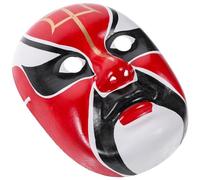 TEMPNAP Chinese Opera Mask Wall Decoration Red Gypsum and Paper Pulp Material Uniquely Designed for Dining Room Decor and Home Decoration