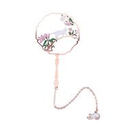 TEMPNAP Chinese Style Metal Bookmark with Handheld Fan Design Elegant Round Pendant for Page Marking for Students and Writers for Scrapbooks and Notebooks