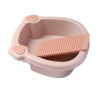 TEMPNAP Compact Washboard and Hand Wash Basin Set Plastic Laundry Tub with Non-Slip Feature for Small Clothes Suitable for Outdoor, Dormitory and Travel