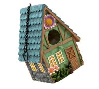 TEMPNAP Creative Resin Hanging Bird House for Garden Decoration, Strong and Breathable Handcrafted Bird Nest Shelter, Easy to Hang Rustic Style Outdoor Birdhouse Ornament