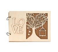 TEMPNAP Creative Wooden Guest Book for Wedding Party with Hollow-out Carving Design, 20 Pages Stylish Attendance Book Suitable for Proposal and Anniversary Events