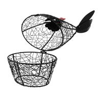 TEMPNAP Decorative Hen Shape Iron Egg Basket Reliable Egg Storage Holder Black Kitchen Home Organizer