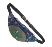 TEMPNAP Dinosaur Crossbody Bag for Kids Lightweight Canvas Fanny Pack in Green Adjustable Sling Bag for Boys and Girls for Travel and Outdoor Activities