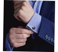 TEMPNAP Electroplated Glass Cuff Link Sleeve Button with English Letter Pattern Durable Copper Material Lightweight Decorative Collar and Sleeve Accessory for Mens Shirts