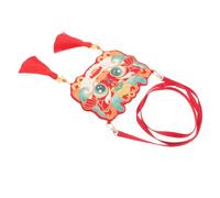 TEMPNAP Embroidered Dragon Year Shoulder Bag Crossbody Bag for Women Cute Lipstick Pouch Soft Polyester Cross Body Purse for Hanfu Outfit and Daily Use