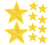 TEMPNAP Embroidery Patches Polyester 10pcs Yellow Five-Pointed Star DIY Repair and Personalise Clothes for Clothing for Dresses and Craft Decorating Projects