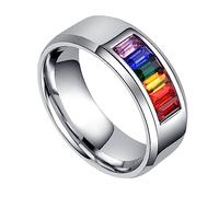 TEMPNAP Eternal Love Pride Ring Creative Jewelry Rainbow Flag Ring for Men Party Accessory