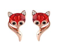 TEMPNAP Fox Rhinestone Stud Earrings for Women Rose Gold Animal Ear Jewelry Cute Sweet Fashion Accessories