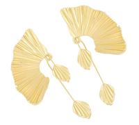TEMPNAP Golden Fan-shaped Drop Earrings for Women, Fashionable Aesthetic Alloy Dangle Earrings, Comfortable and Easy to Wear, for Prom Or Party