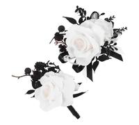 TEMPNAP Gothic Wedding Corsage Bracelet Set for Groom and Bride