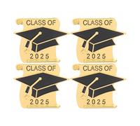 TEMPNAP Graduation Cap Lapel Pins Zinc Alloy 4 Pcs Class of 2025 Versatile Accessories Brooches Resistant to Fading Graduation W an be Pinned on Clothes or Hats for Students