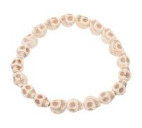 TEMPNAP Halloween Skull Beads Bracelet for Men and Women, Beige Stone Material, Punk Goth Style, Versatile Skeleton Wristband for Cosplay and Party Accessories
