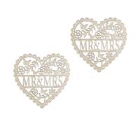 TEMPNAP Hanging Ornament Lightweight Heart Shape 2pcs Mr and Mrs Wooden Decorative Hanging Adornment Basswood Ready to Stain Wedding Party Favors for Sign Making